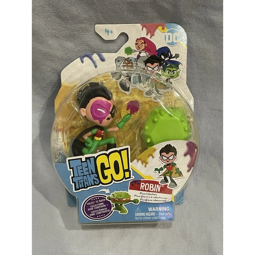 NEW Set of 4 Teen Titans Go! Micro Collectible Figures w/ Burger Robot Piece